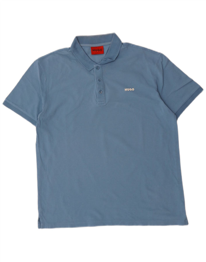 Polo da uomo Hugo Boss in cotone blu medio