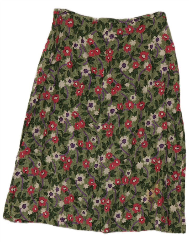 Gonna a trapezio da donna vintage W28 verde medio floreale