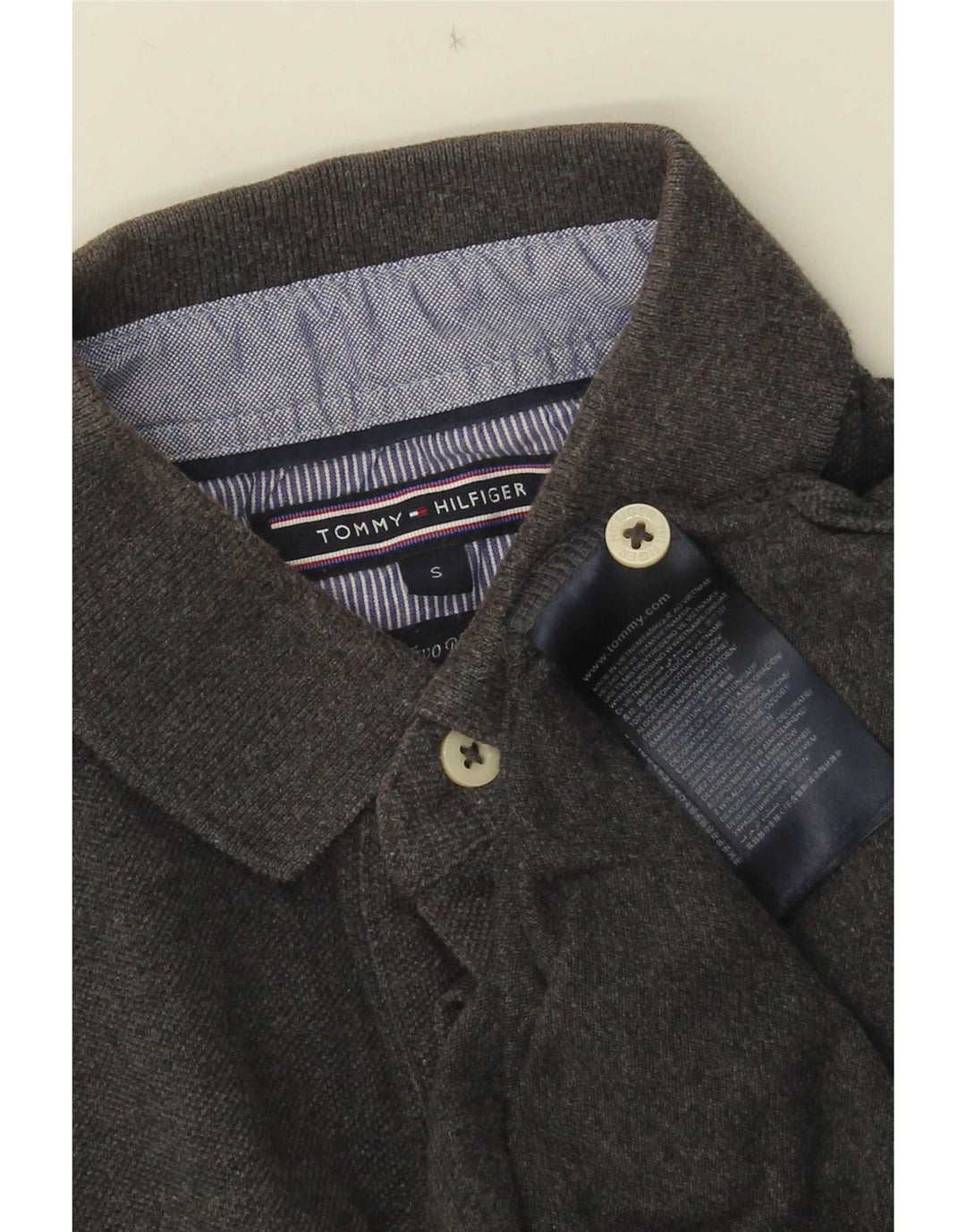 Polo da uomo Tommy Hilfiger piccola in cotone grigio