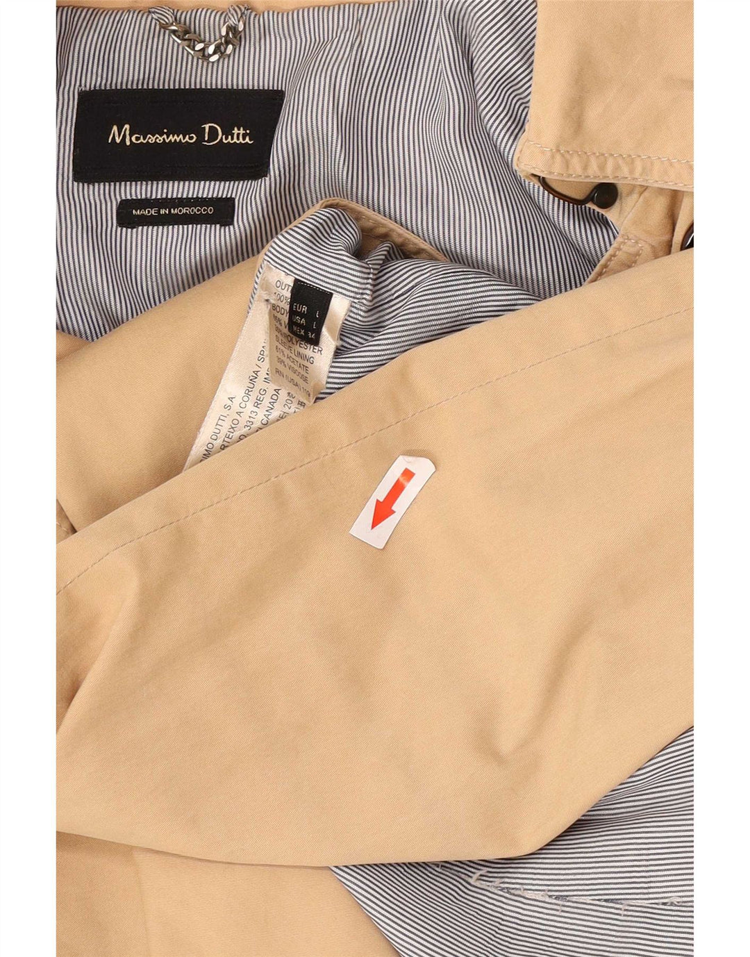 Trench da donna Massimo Dutti UK 14 grande cotone beige