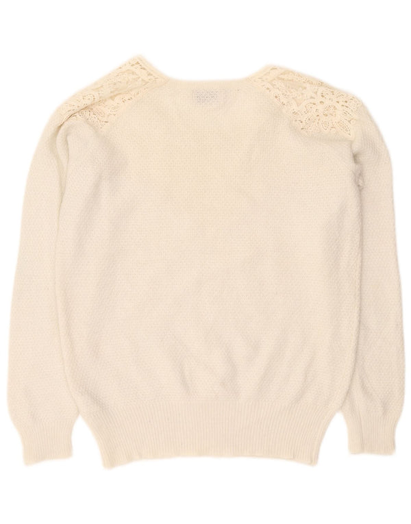 Maglione maglione con scollo a barca Indaco da donna Marks & Spencer UK 12 bianco medio