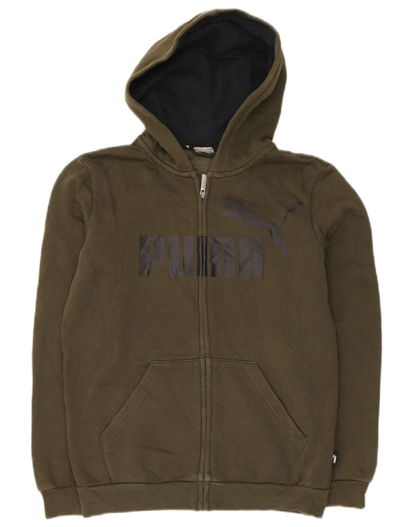 Felpa con cappuccio e zip grafica PUMA da bambino 13-14 anni in cotone verde
