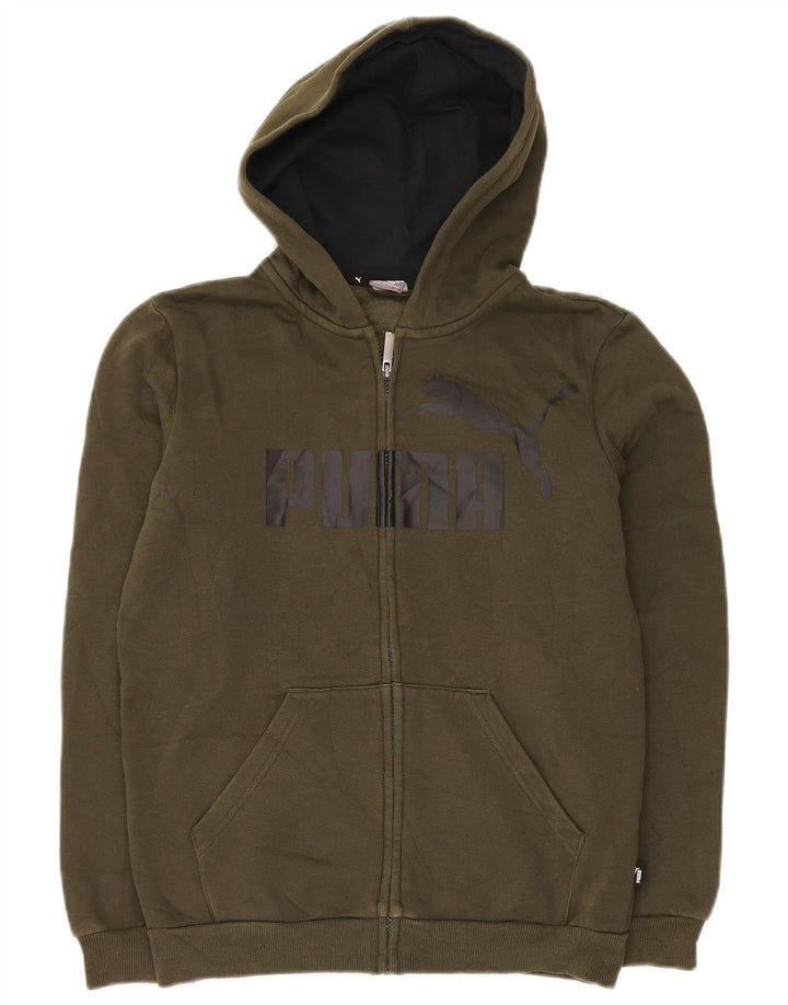Felpa con cappuccio e zip grafica PUMA da bambino 13-14 anni in cotone verde