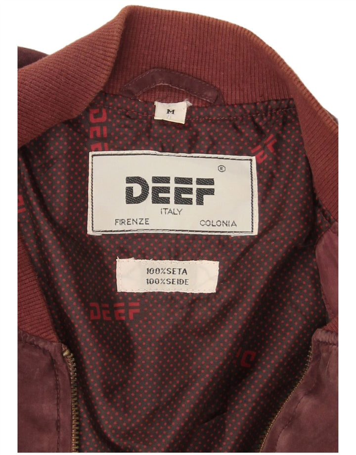 Giubbotto bomber vintage da uomo vestibilità ampia UK 38 seta bordeaux media