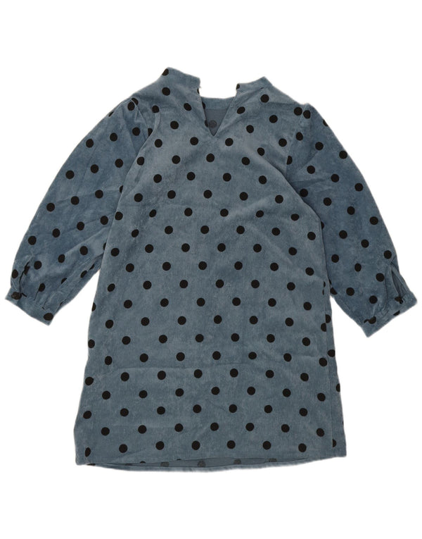 Abito a trapezio a maniche lunghe da donna Zara UK 10 Piccolo poliestere a pois blu