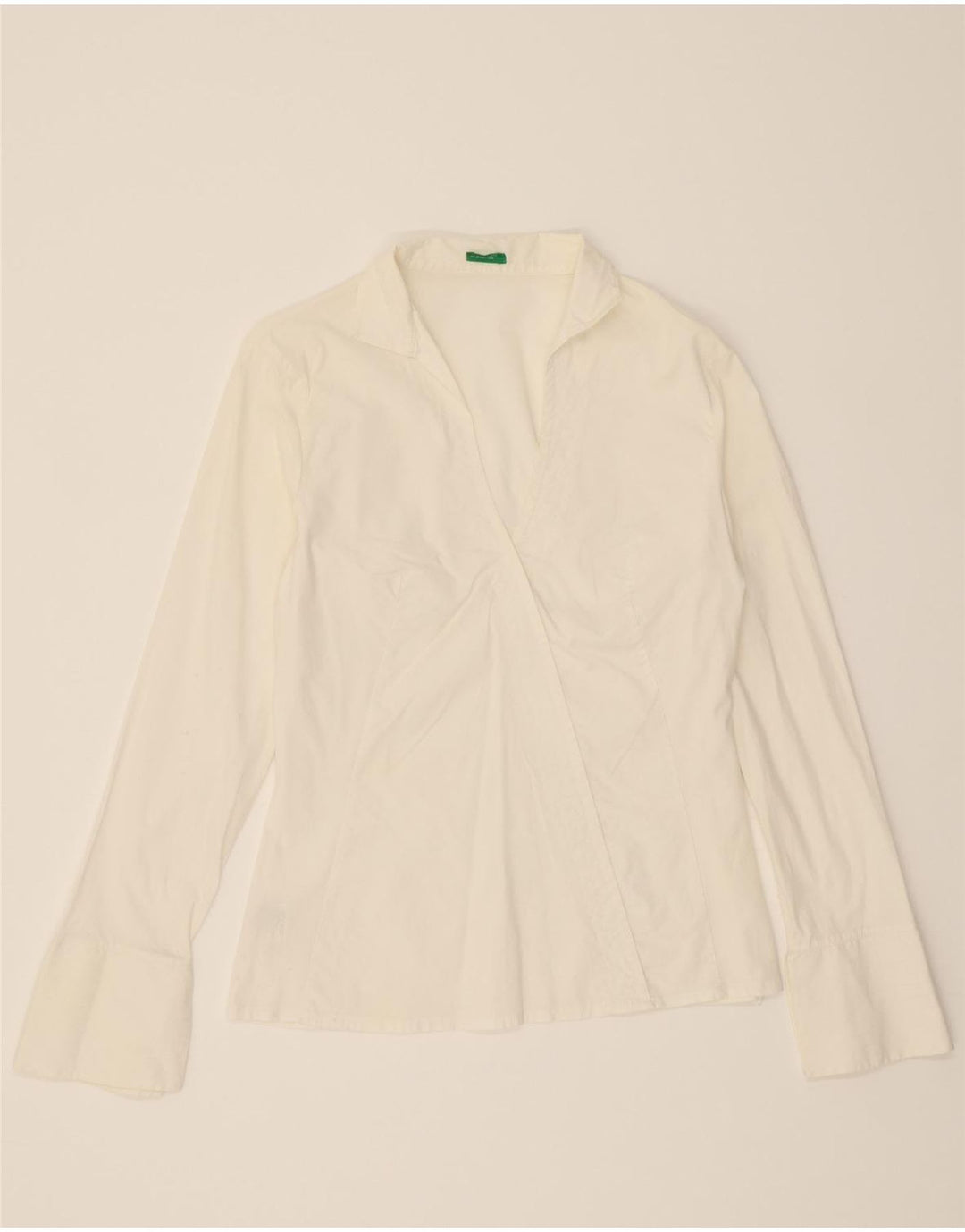 BENETTON Camicia da donna Camicetta UK 12 Cotone bianco medio