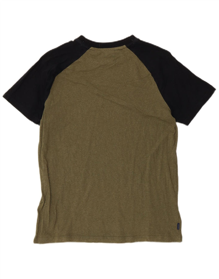 T-shirt da uomo Superdry Top Small in cotone color block kaki