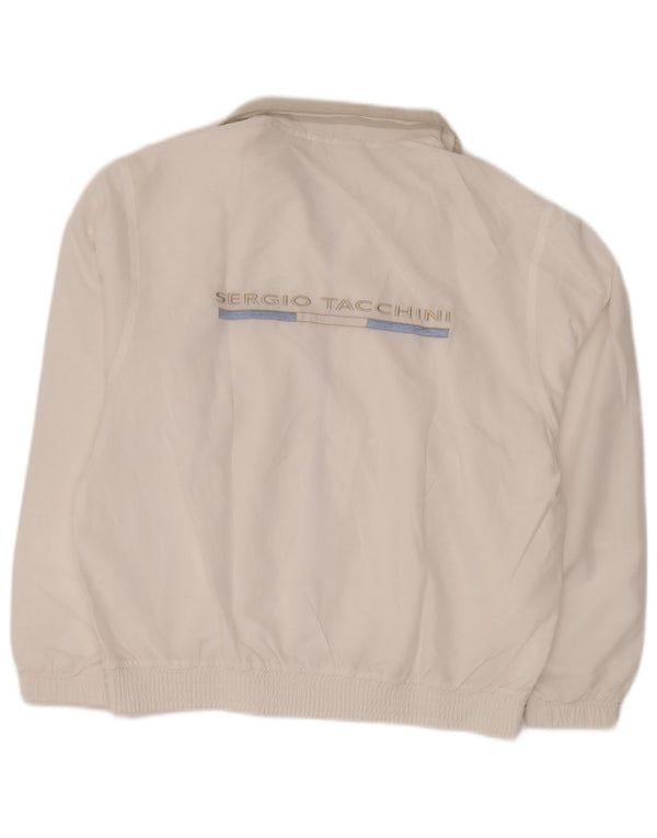 SERGIO TACCHINI Giacca da tuta grafica da uomo piccola in poliestere bianco