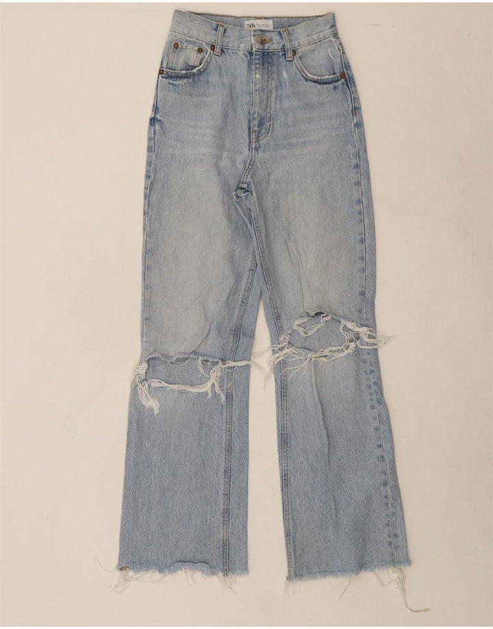 ZARA Womens Distressed Bootcut Jeans EU 32 2XS W22 L30 Blue Vintage Zara and Second-Hand Zara from Messina Hembry 