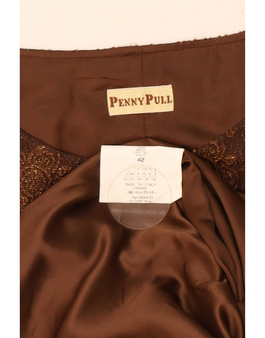Penny Pull Abito tubino senza maniche da donna UK 10 Piccolo acetato floreale marrone