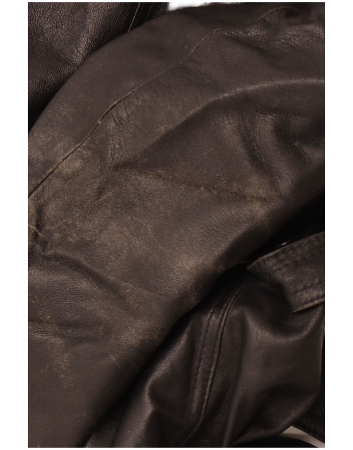 Cappotto in Pelle Donna VINTAGE IT 40 Piccolo Nero