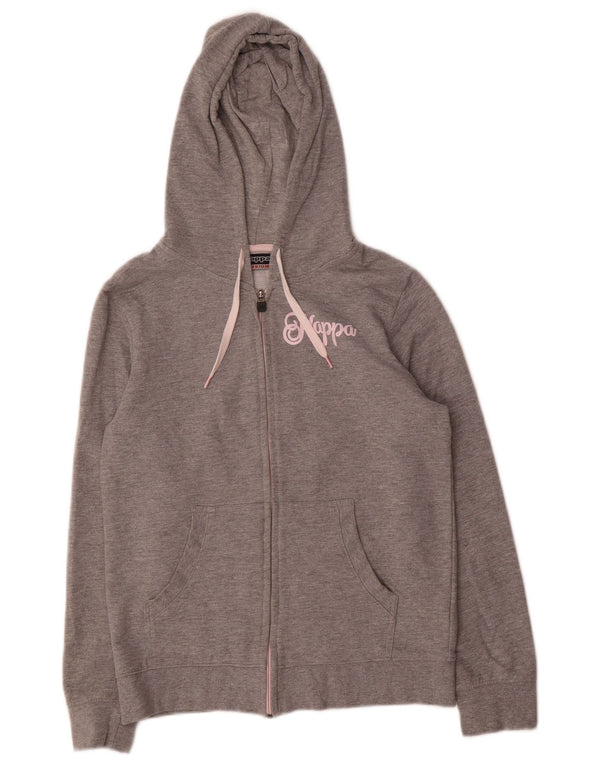 Maglione con cappuccio e zip grafica da donna Kappa UK 12 Cotone grigio medio