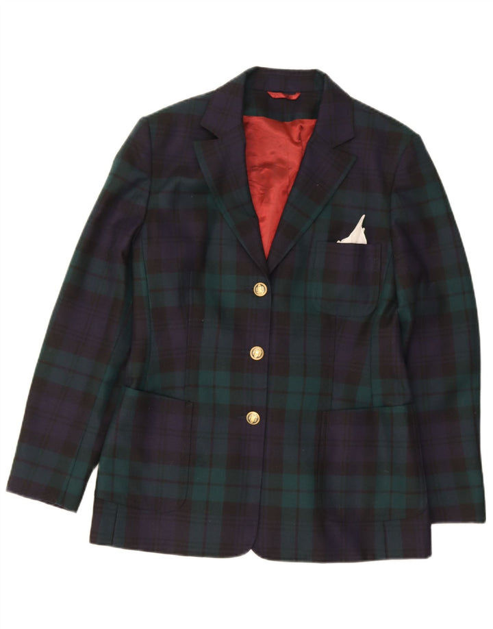 Giacca blazer a 3 bottoni da donna Charles Robertson UK 14 grande plaid blu navy