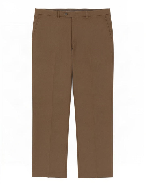Pantaloni da abito vestibilità regolare Marks & Spencer da uomo W40 L31 poliestere marrone