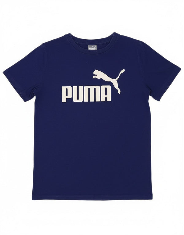T-shirt grafica da bambino Puma Top 10-11 anni in cotone blu medio