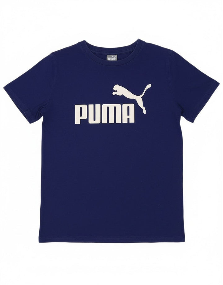T-shirt grafica da bambino Puma Top 10-11 anni in cotone blu medio