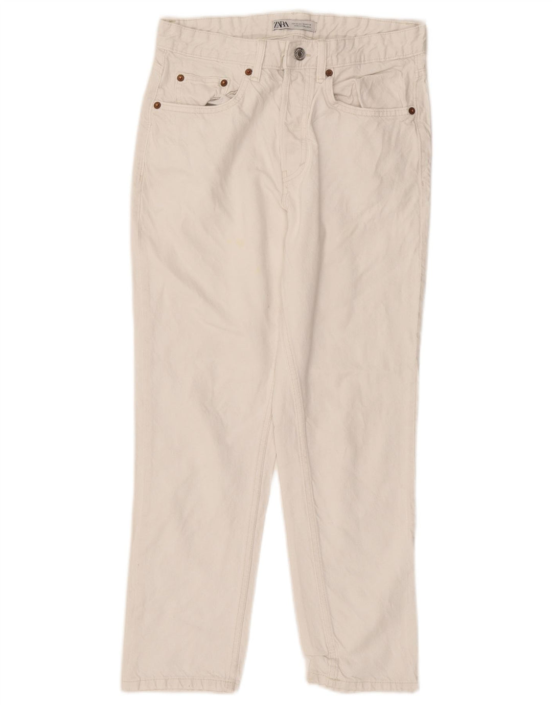Jeans dritti da uomo Zara EU 38 Small W30 L26 Cotone bianco