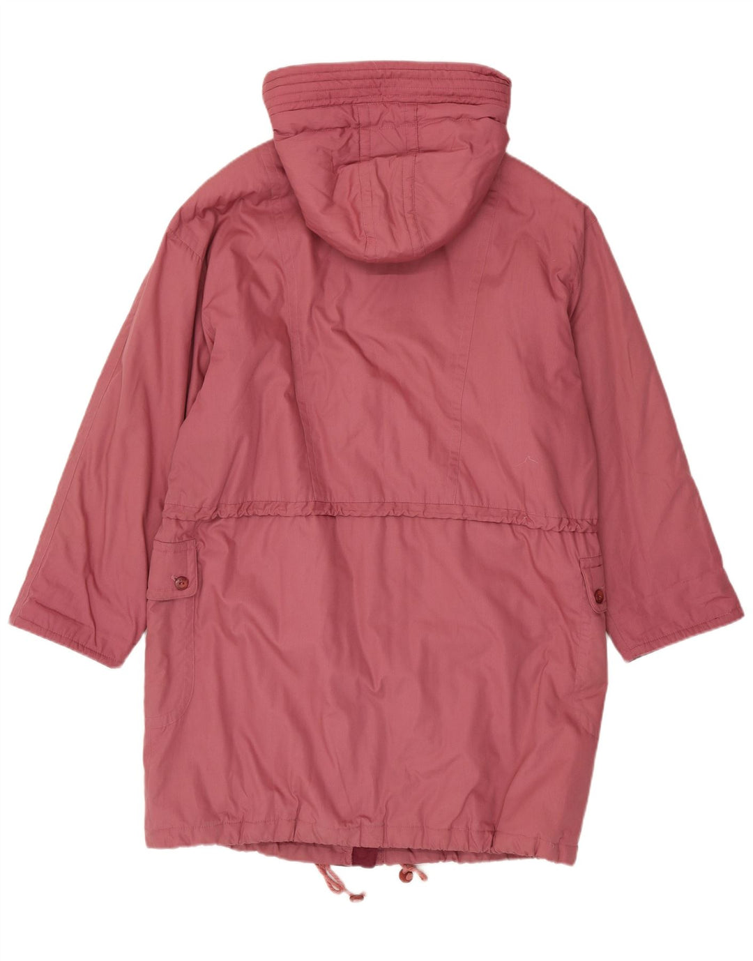 Cappotto imbottito oversize con cappuccio da donna vintage UK 16 grande poliestere rosa