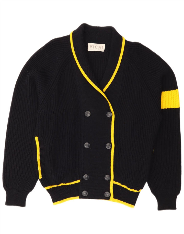 Maglione cardigan da donna vintage IT 50 XL lana a righe nere