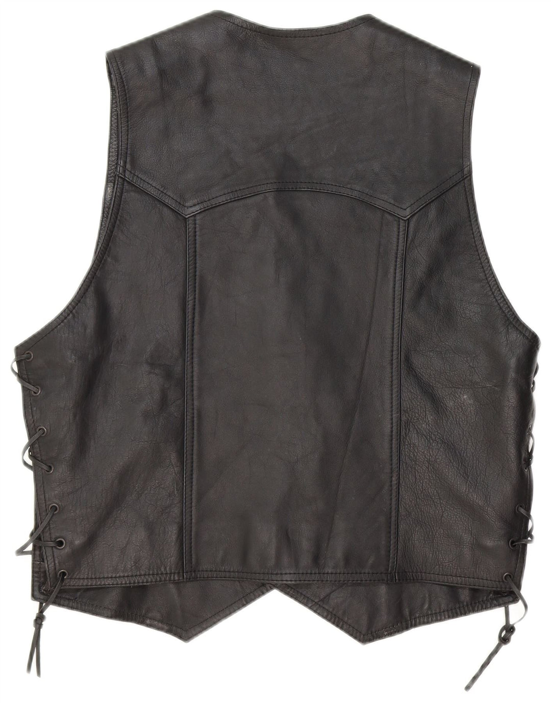 LOUIS Mens Leather Waistcoat Large Black Leather