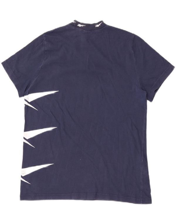 Reebok T-shirt grafica da donna Top UK 16 Large Blu Navy in cotone