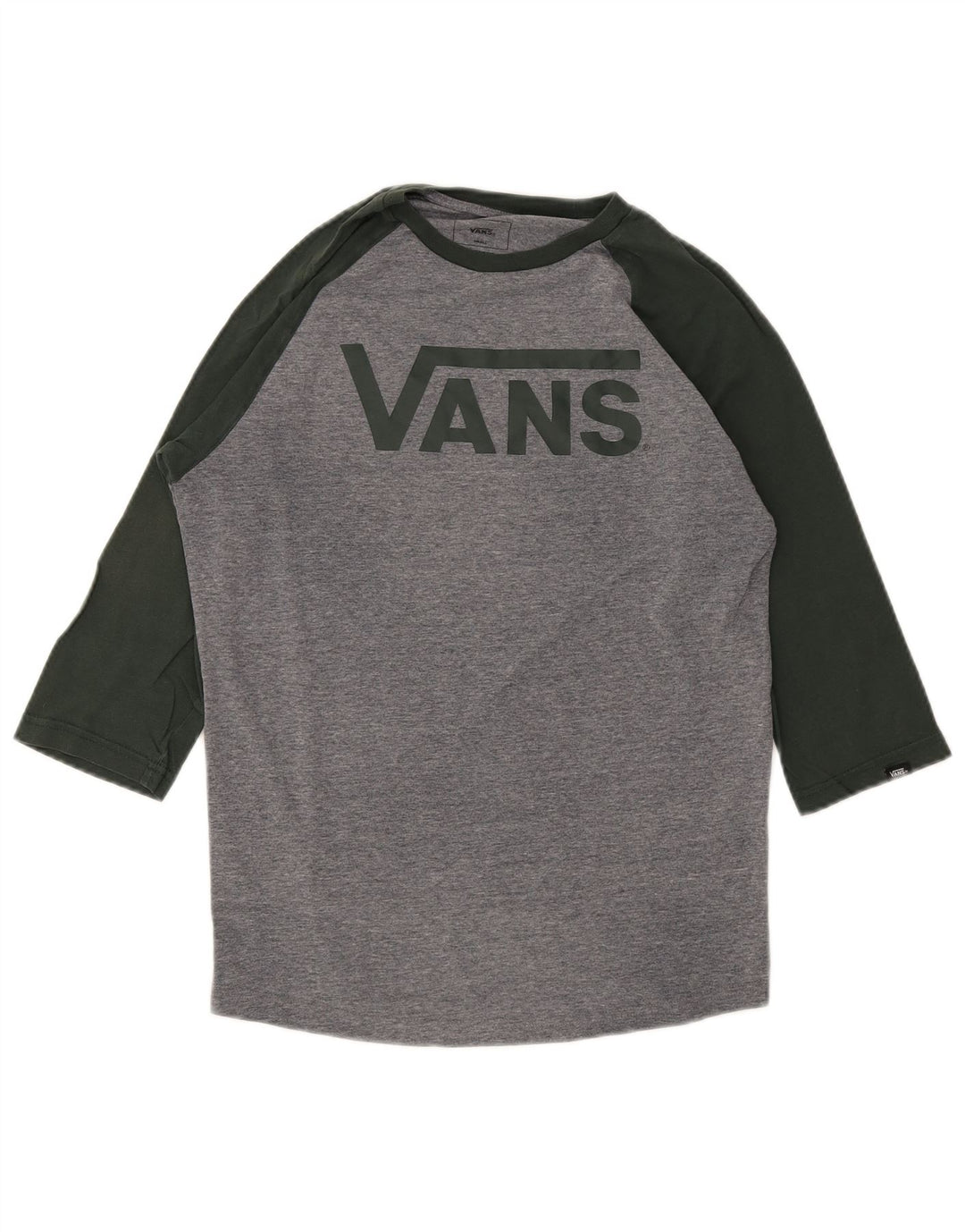 Vans Top da uomo con vestibilità grafica personalizzata, manica a 3/4, piccolo, cotone color block grigio