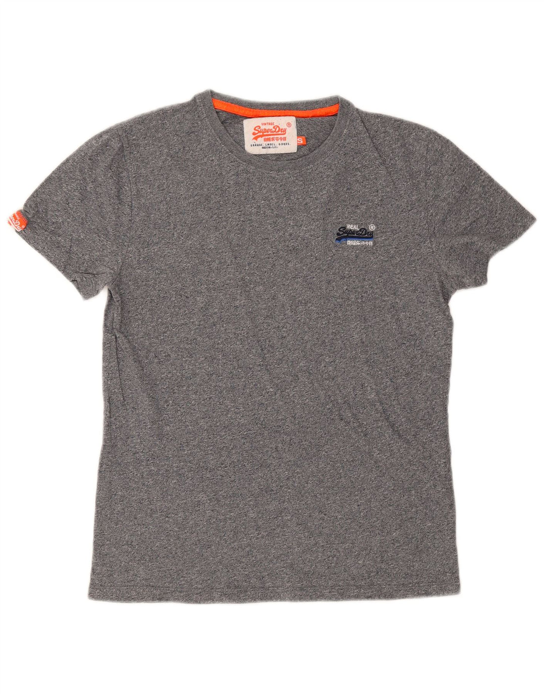 T-shirt da uomo Superdry Top Small in cotone chiazzato grigio