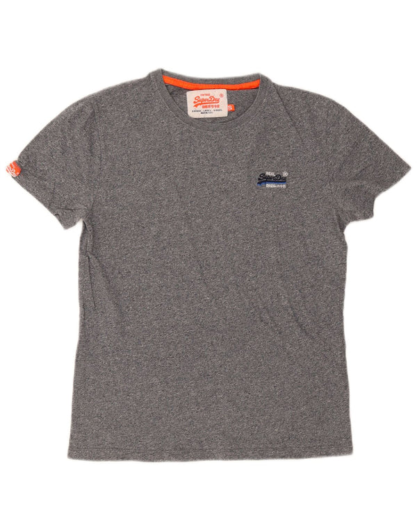 T-shirt da uomo Superdry Top Small in cotone chiazzato grigio