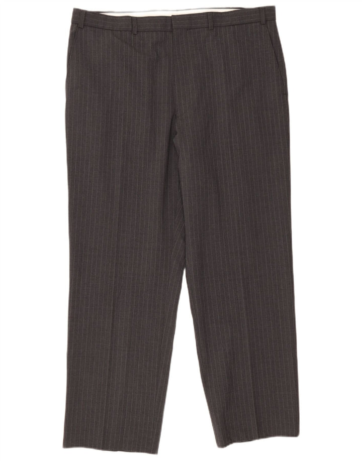 Pantaloni da abito dritti da uomo Marks & Spencer W38 L29 gessato grigio