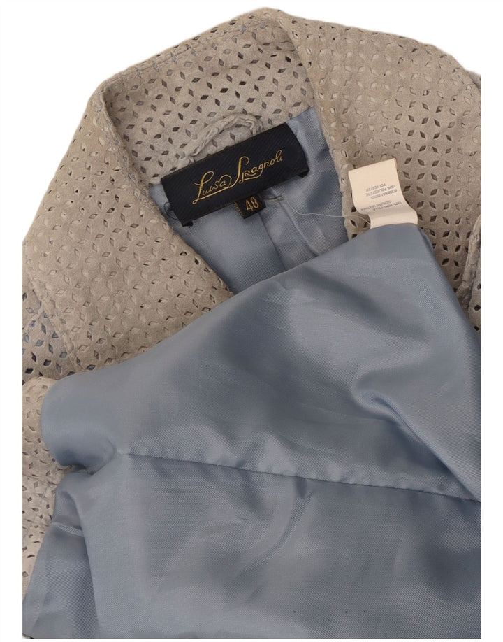 Giacca Blazer da Donna in Pelle Scamosciata Luisa Spagnoli IT 48 XL Pelle Grigia
