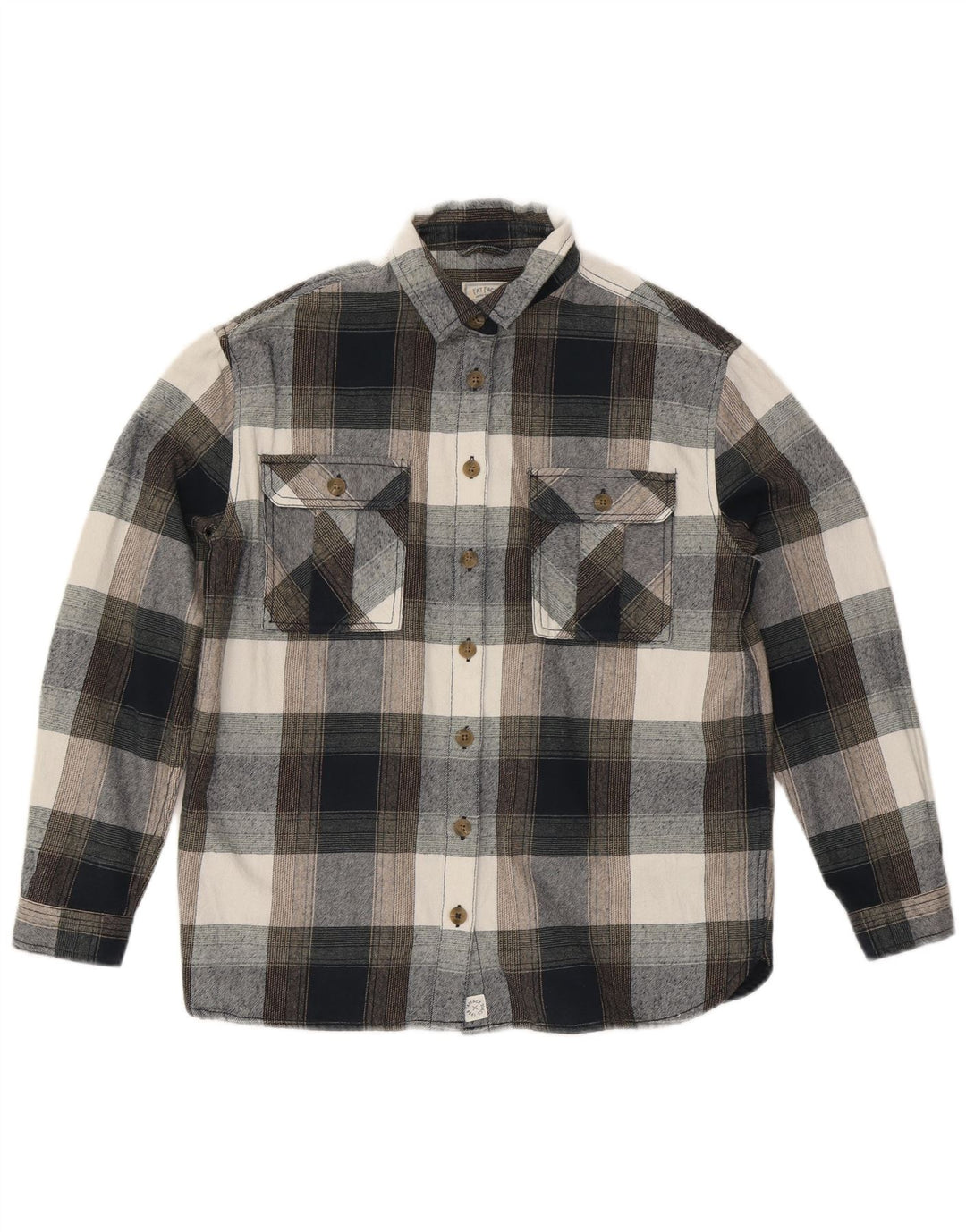 Camicia di flanella oversize da donna Fat Face UK 10 Piccolo cotone a quadri grigi