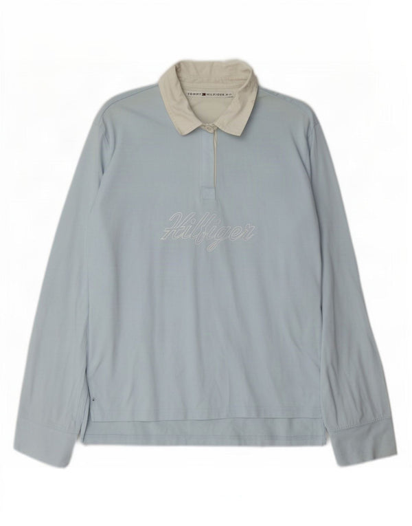 Polo da rugby a maniche lunghe con grafica da donna Tommy Hilfiger UK 18 XL Blu
