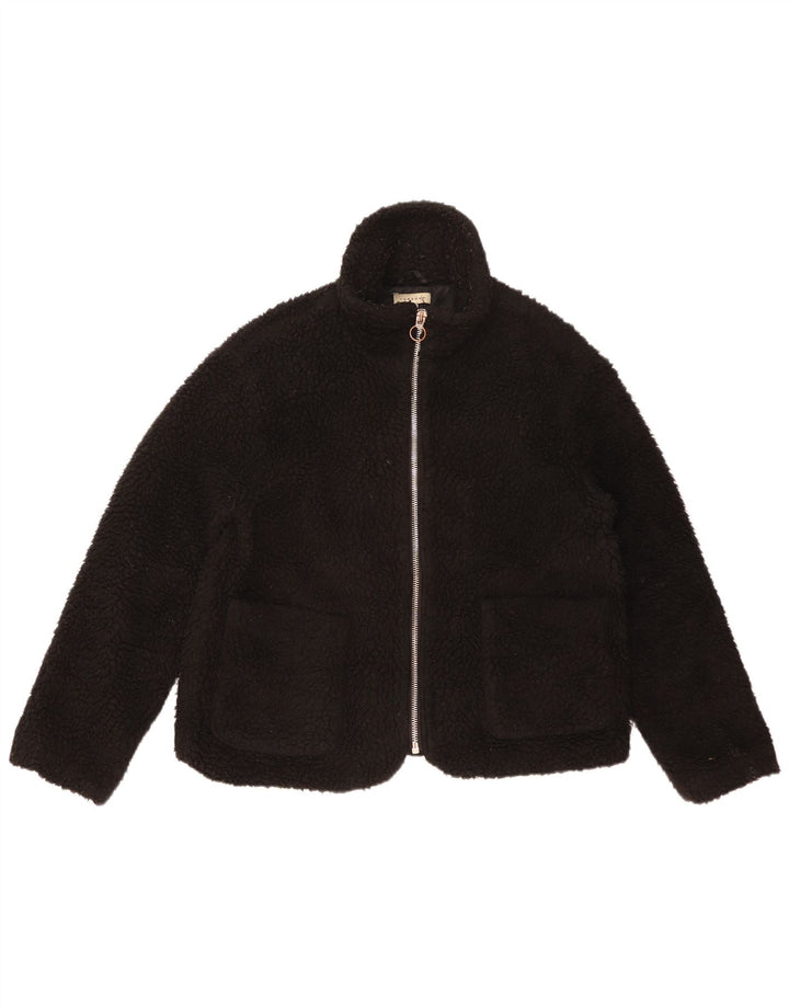 Giacca in pile oversize da donna Topshop UK 14 poliestere nero medio