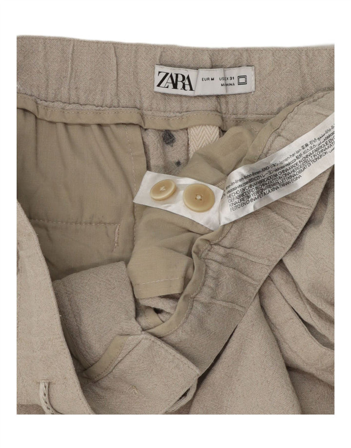 ZARA Womens Chino Shorts Medium W31 Beige Linen Vintage Zara and Second-Hand Zara from Messina Hembry 