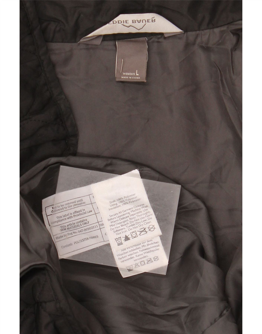Giacca trapuntata da donna Eddie Bauer UK 16 grande poliestere nero