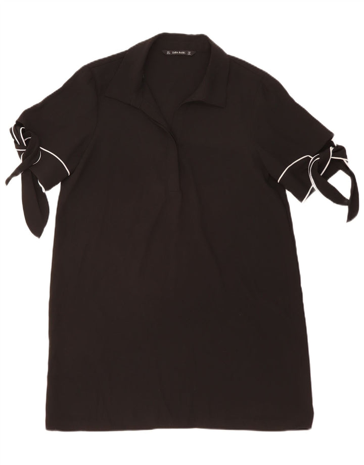 Abito a trapezio da donna ZARA UK 16 grande nero in poliestere