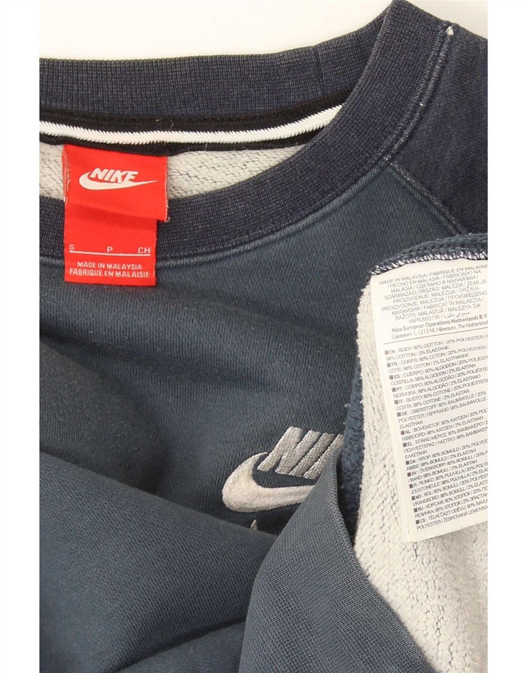 Felpa Nike da uomo, piccola, in cotone color block blu navy