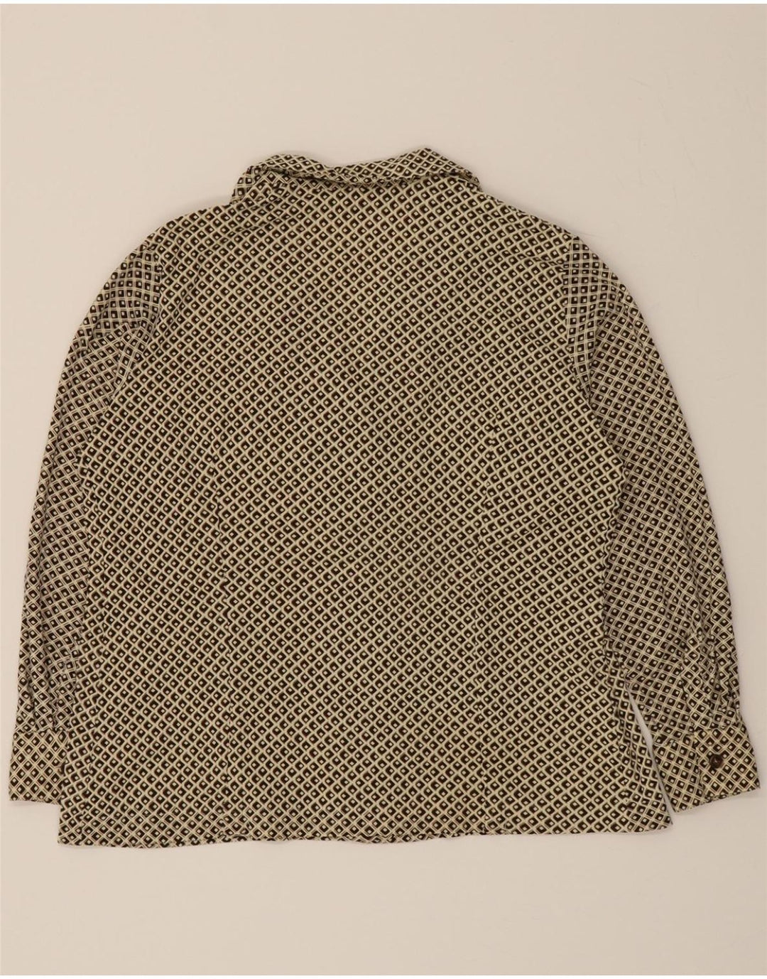VINTAGE Womens Shirt Blouse UK 16 Large Beige Geometric Vintage Vintage and Second-Hand Vintage from Messina Hembry 