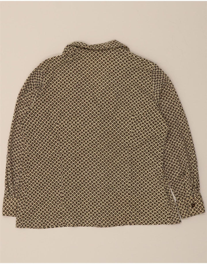 VINTAGE Womens Shirt Blouse UK 16 Large Beige Geometric Vintage Vintage and Second-Hand Vintage from Messina Hembry 