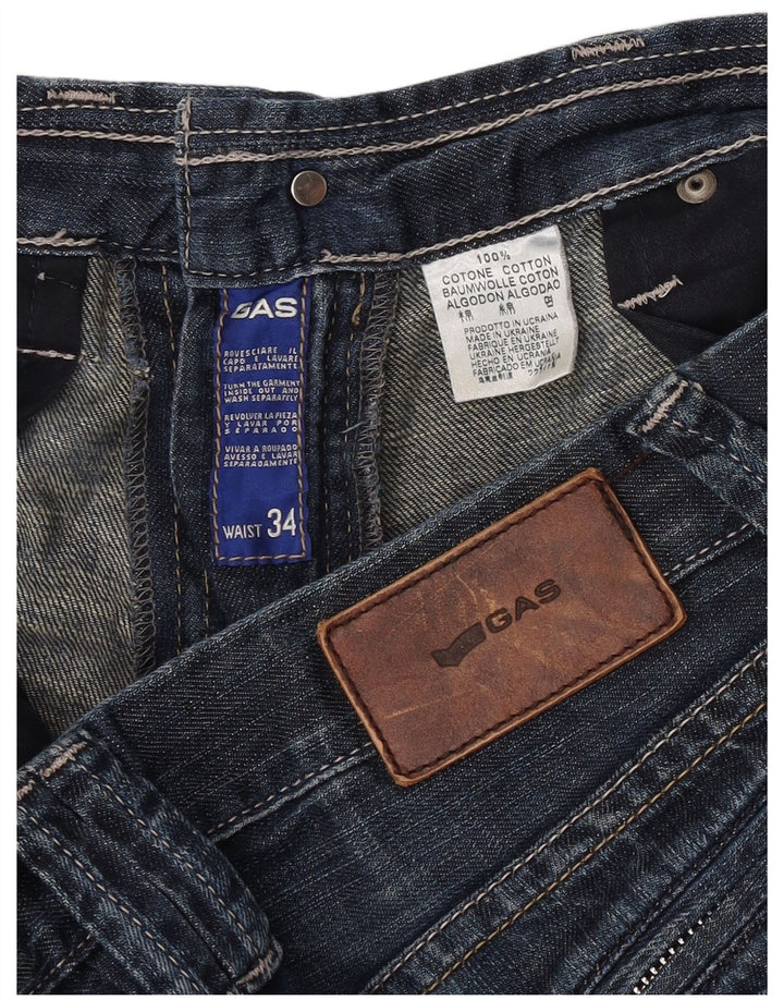 Jeans dritti da uomo Gas W34 L32 in cotone blu navy