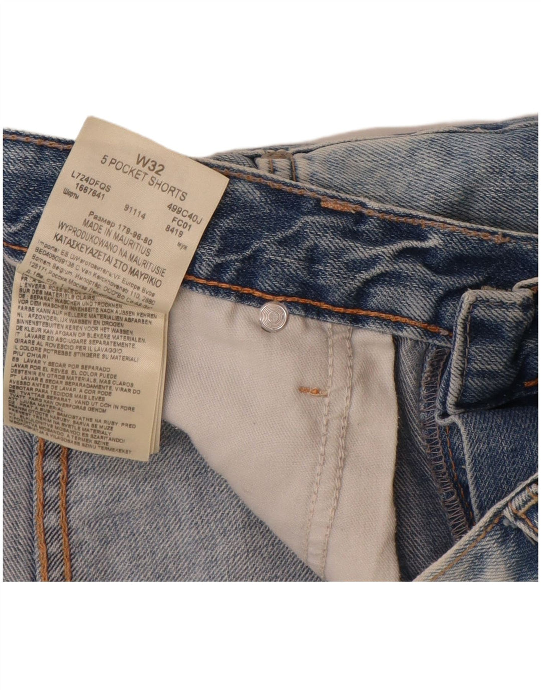 Pantaloncini di jeans da uomo Lee W32 cotone blu medio