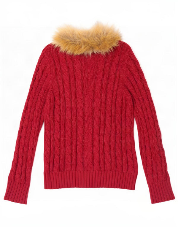 Maglione cardigan con cappuccio da donna Joe Browns UK 16 grande cotone marrone