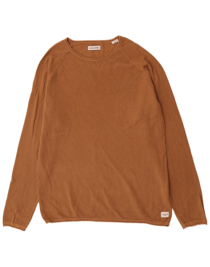 Maglione maglione girocollo da uomo Jack & Jones grande cotone marrone