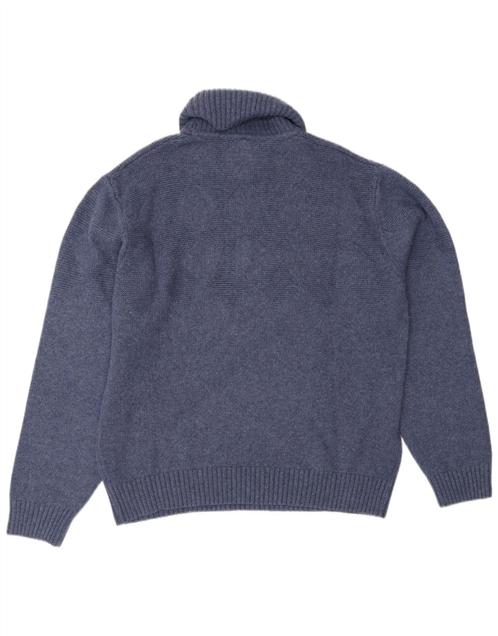 SIR RAPHAEL Maglione maglione da donna con collo alto UK 20 2XL Lana blu navy