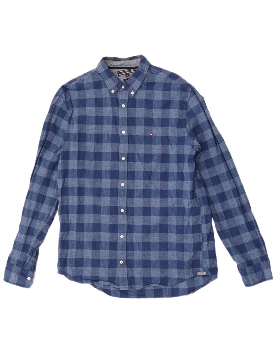 Tommy Hilfiger Uomo Regular Fit Camicia Large Blu in cotone a quadretti