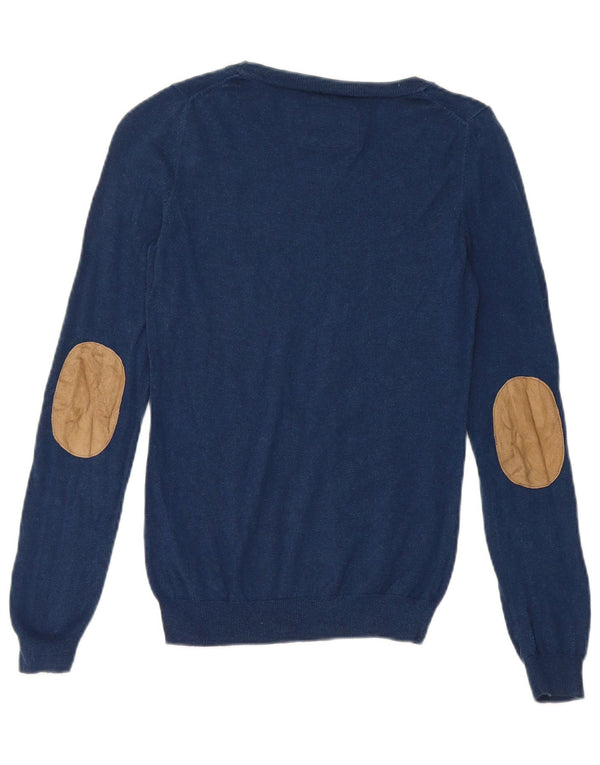 Maglione maglione da donna con scollo a barca Massimo Dutti UK 8 piccolo cotone blu navy