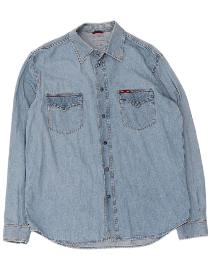 Camicia di jeans da uomo Carrera grande in cotone blu