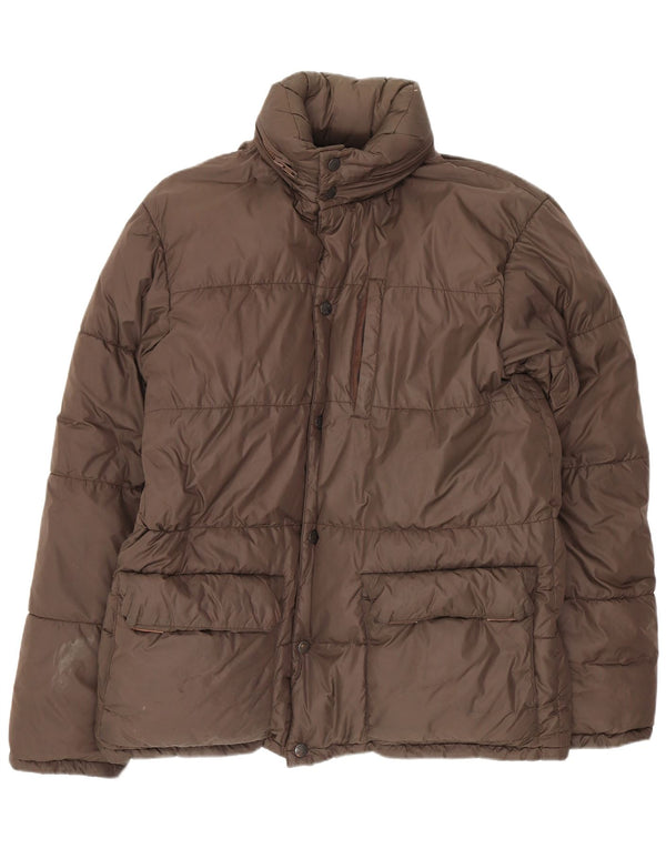 Alberto Aspesi Mens Hooded Padded Jacket UK 36 Small Brown Nylon