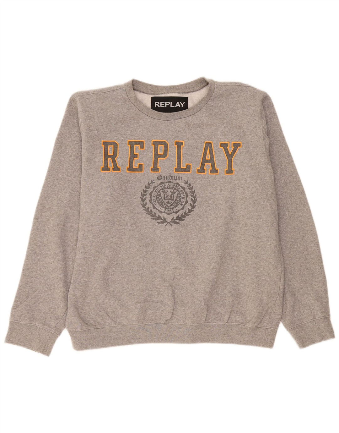 Replay Felpa grafica da uomo Maglione grande cotone chiazzato grigio
