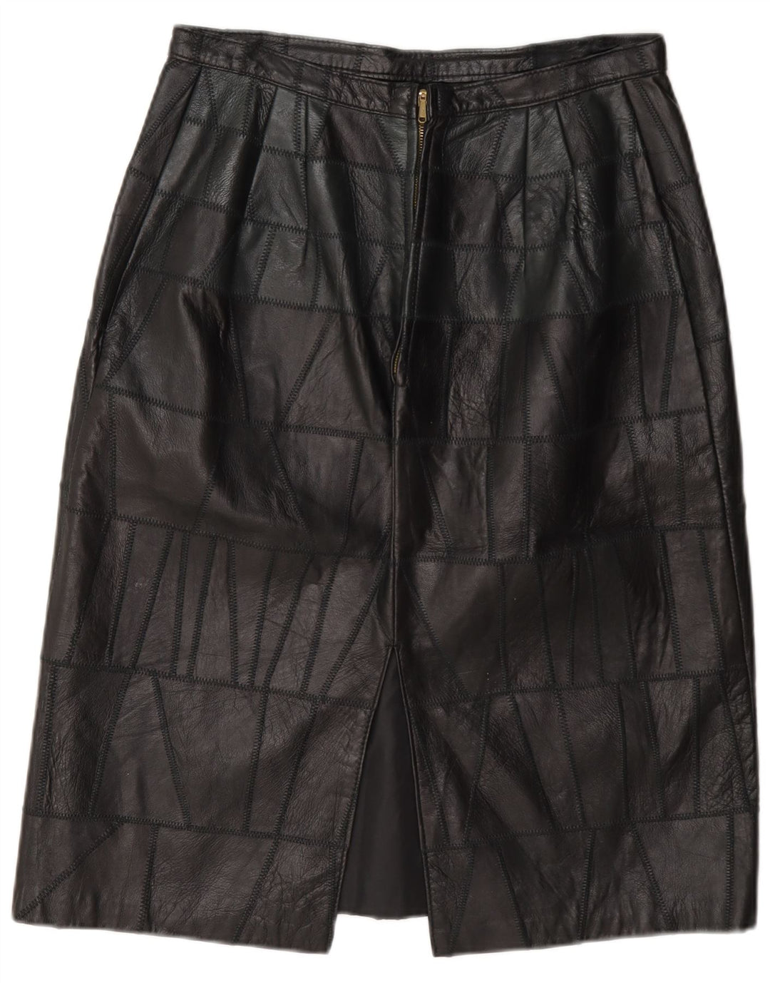 Gonna in pelle vintage da donna W28 piccola nera